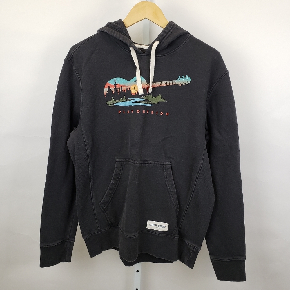 Life Is Good Black Oversized Long Sleeve Sweatshirt